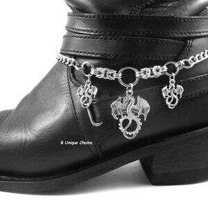 Dragons Boot Bracelet Chain Link Unisex Jewelry Medieval Pagan SCA USA Made